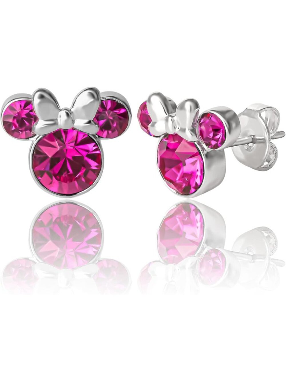 Adorable Birthstone Stud Earrings - Cute Minnie Mouse Inspired Design